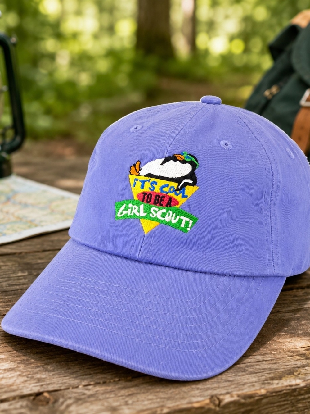 Girl Scout Purple Baseball Cap with Penguin Patch
